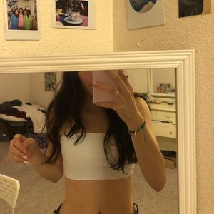 White bandeau swimsuit